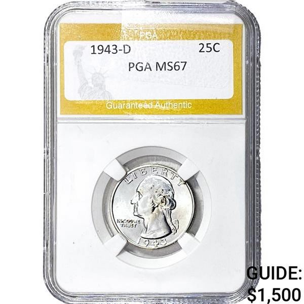 1943-D Washington Silver Quarter PGA MS67