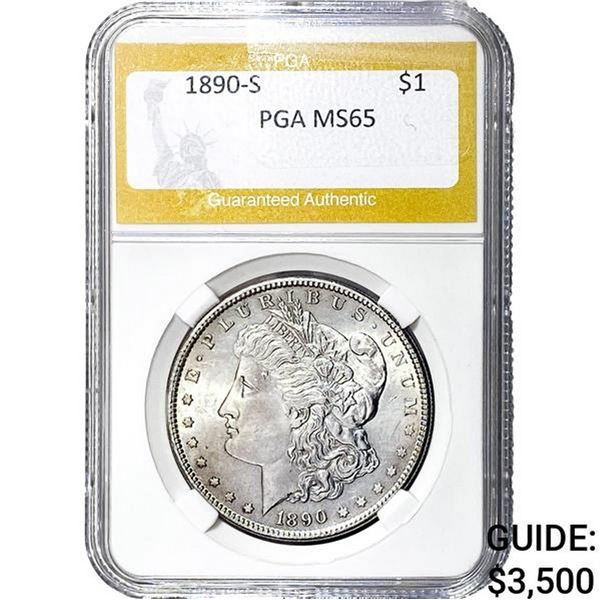 1890-S Morgan Silver Dollar PGA MS65