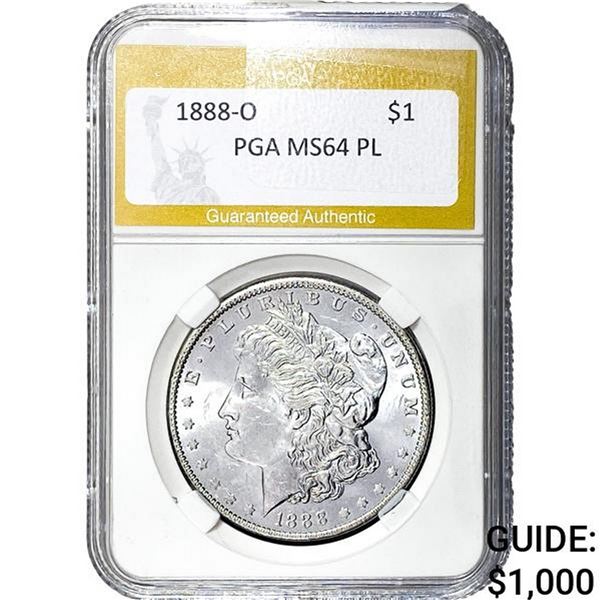 1888-O Morgan Silver Dollar PGA MS64 PL
