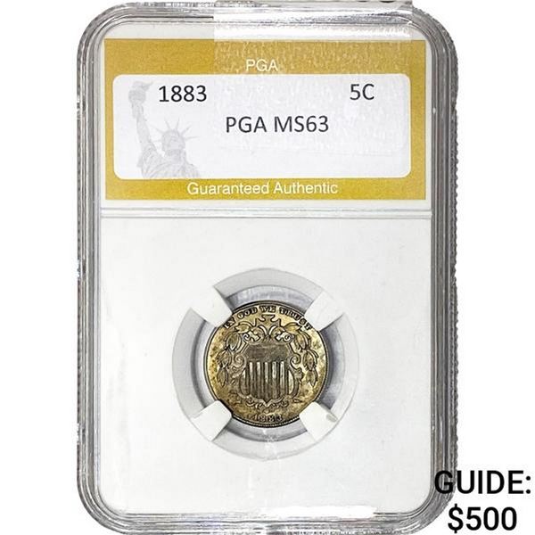 1883 Shield Nickel PGA MS63