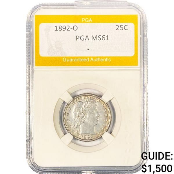 1892-O Barber Quarter PGA MS61