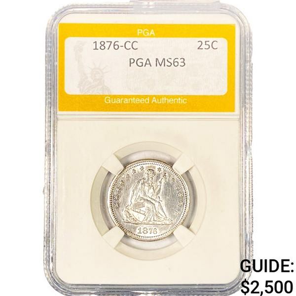 1876-CC Seated Liberty Quarter PGA MS63