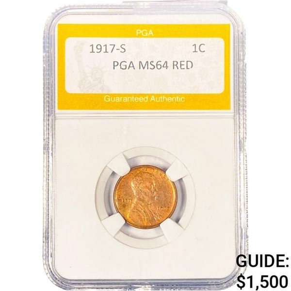 1917-S Wheat Cent PGA MS64 RED