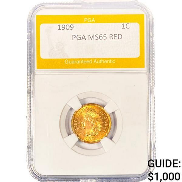 1909 Indian Head Cent PGA MS65 RED