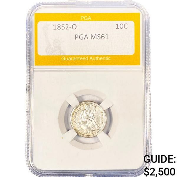 1852-O Seated Liberty Dime PGA MS61