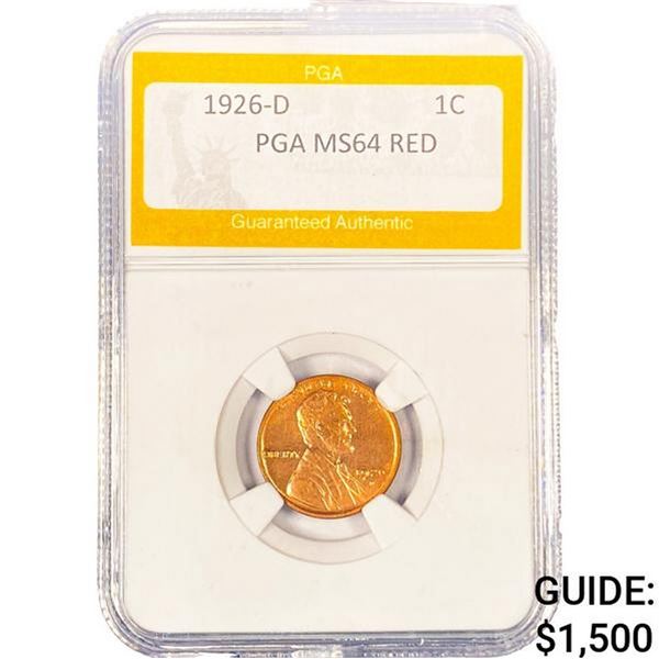 1926-D Wheat Cent PGA MS64 RED