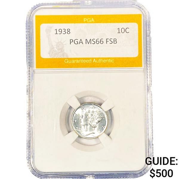 1938 Mercury Silver Dime PGA MS66 FSB