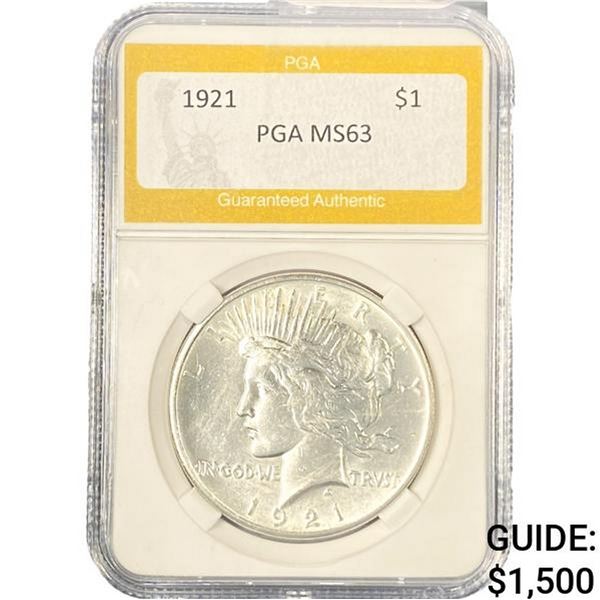 1921 Silver Peace Dollar PGA MS63