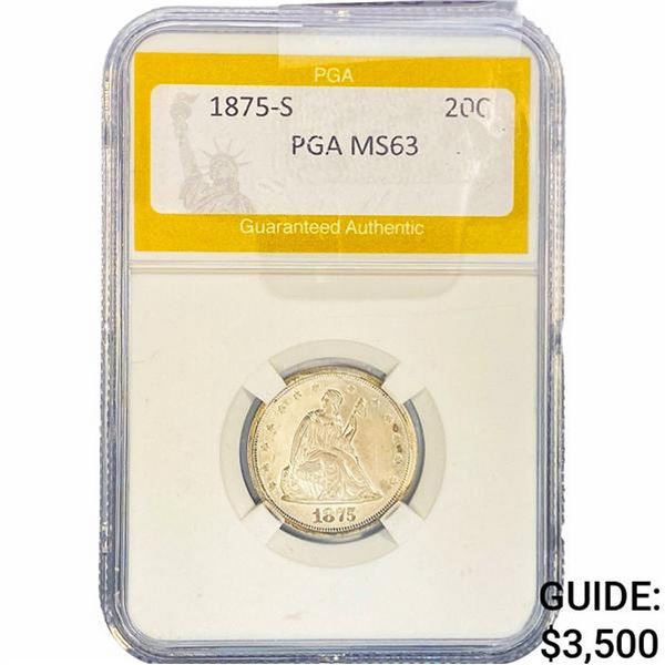 1875-S Twenty Cent Piece PGA MS63