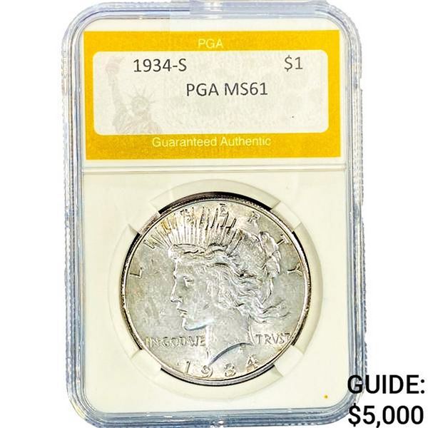 1934-S Silver Peace Dollar PGA MS61