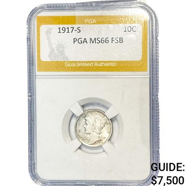 1917-S Mercury Silver Dime PGA MS66 FSB
