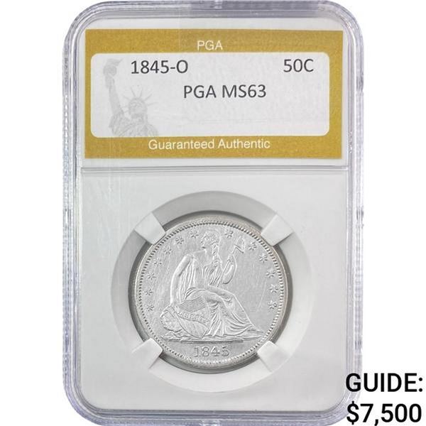1845-O Seated Liberty Half Dollar PGA MS63