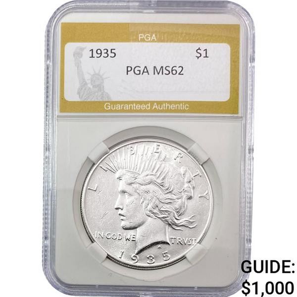 1935 Silver Peace Dollar PGA MS62