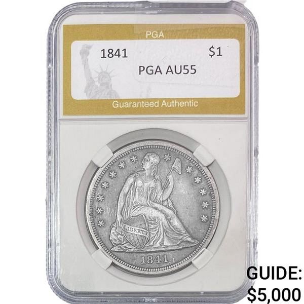 1841 Seated Liberty Dollar PGA AU55