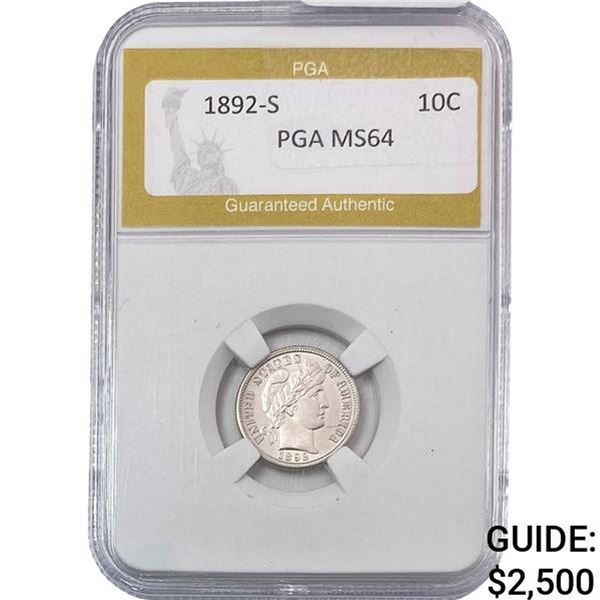 1892-S Liberty Victory Dime PGA MS64