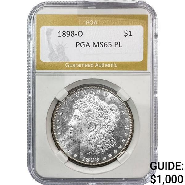 1898-O Morgan Silver Dollar PGA MS65 PL