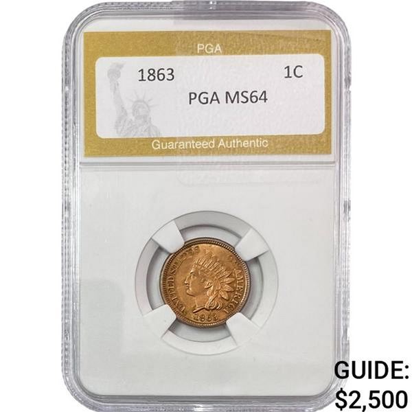1863 Indian Head Cent PGA MS64