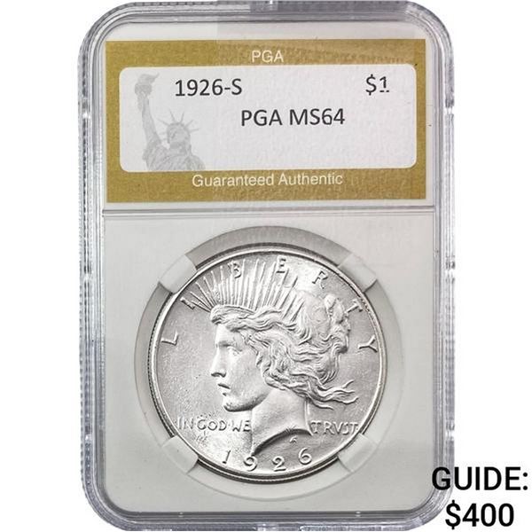 1926-S Silver Peace Dollar PGA MS64