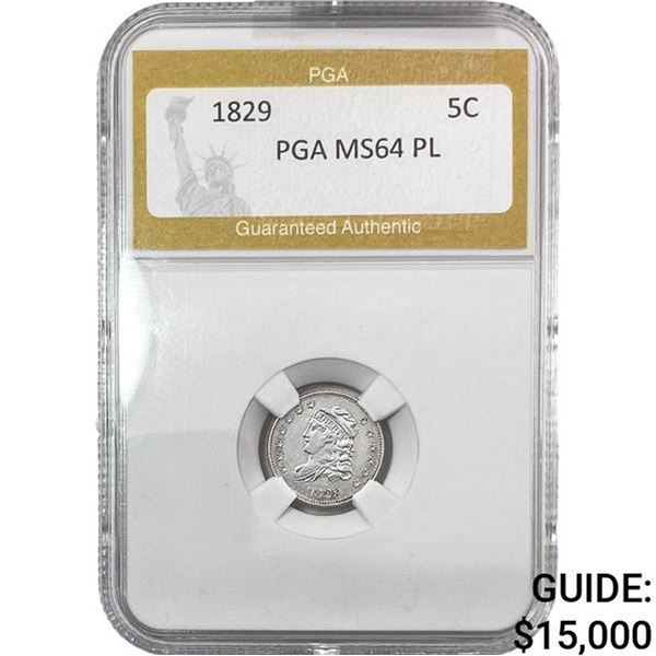 1829 Capped Bust Half Dime PGA MS64 PL