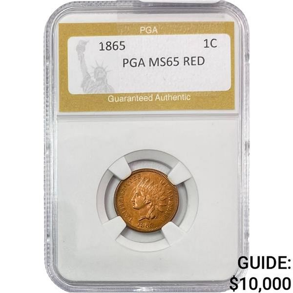 1865 Indian Head Cent PGA MS65 RED