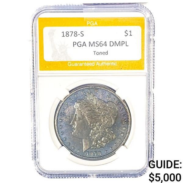 1878-S Morgan Silver Dollar PGA MS64 DMPL TONED