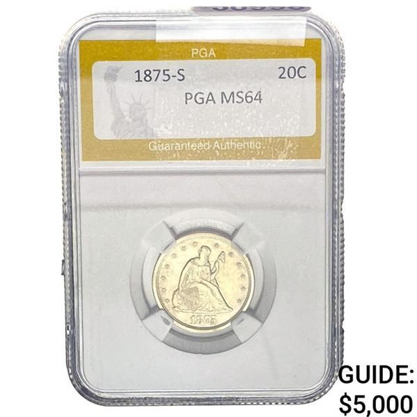1875-S Twenty Cent Piece PGA MS64