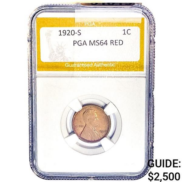 1920-S Wheat Cent PGA MS64 RED