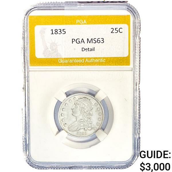 1835 Capped Bust Quarter PGA MS63 DETAIL