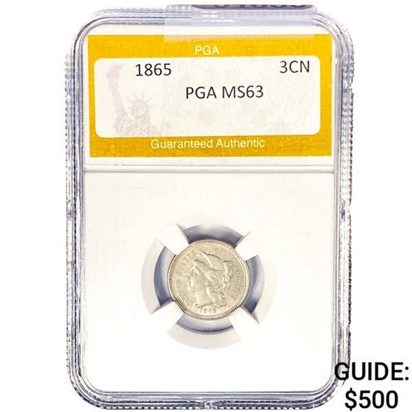1865 Nickel Three Cent PGA MS63
