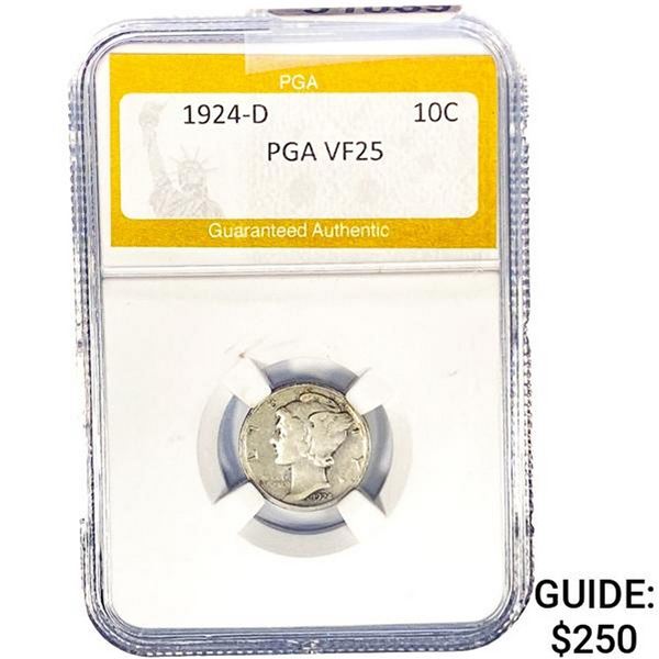 1924-D Mercury Silver Dime PGA VF25