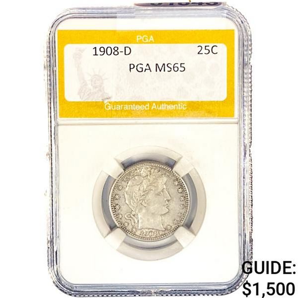 1908-D Barber Quarter PGA MS65