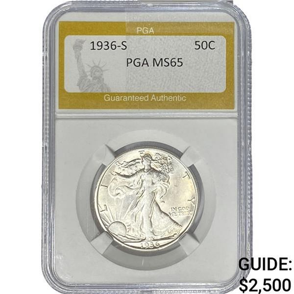 1936-S Walking Liberty Half Dollar PGA MS65