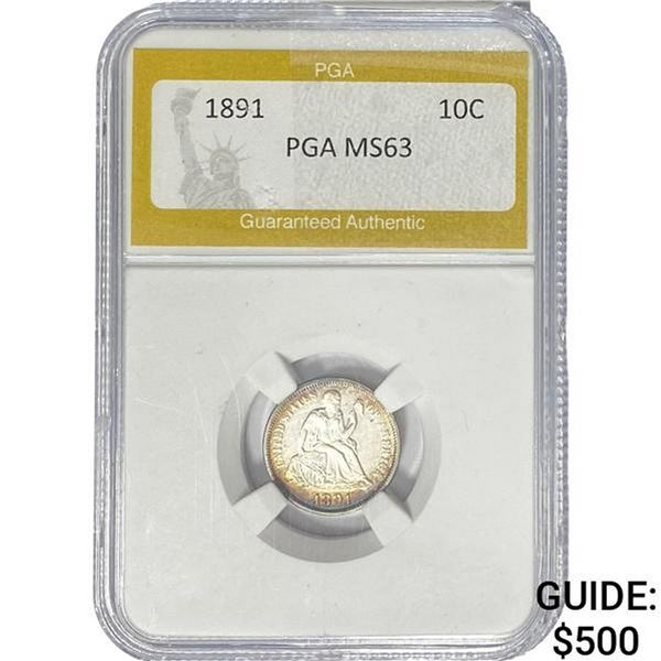 1891 Seated Liberty Dime PGA MS63
