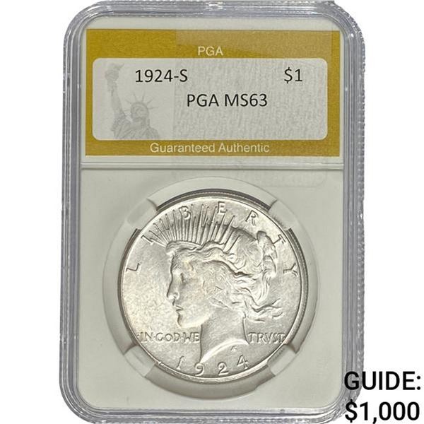 1924-S Silver Peace Dollar PGA MS63