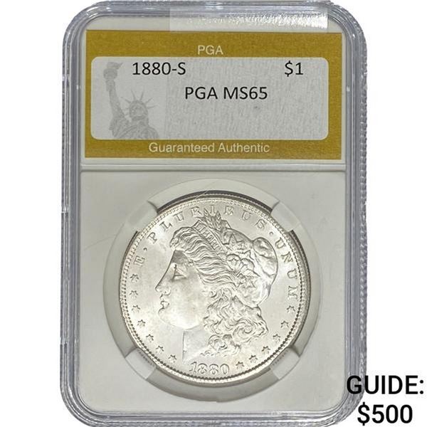 1880-S Morgan Silver Dollar PGA MS65