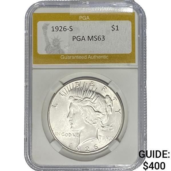 1926-S Silver Peace Dollar PGA MS63