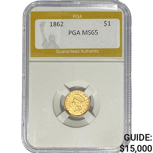 1862 Rare Gold Dollar PGA MS65