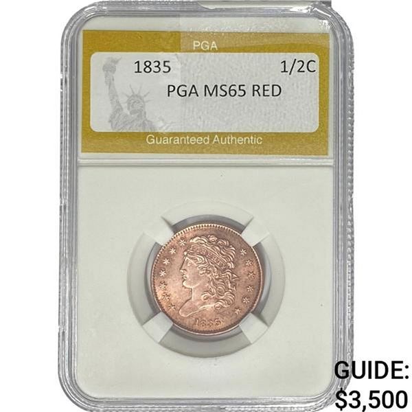 1835 Classic Head Half Cent PGA MS65 RED