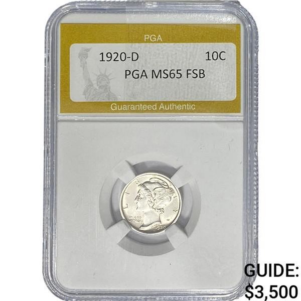 1920-D Mercury Silver Dime PGA MS65 FSB