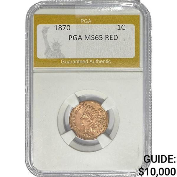 1870 Indian Head Cent PGA MS65 RED