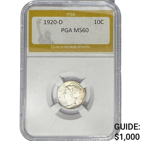 1920-D Mercury Silver Dime PGA MS60