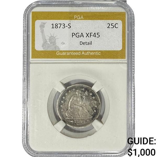 1873-S Seated Liberty Quarter PGA XF45 DETAIL