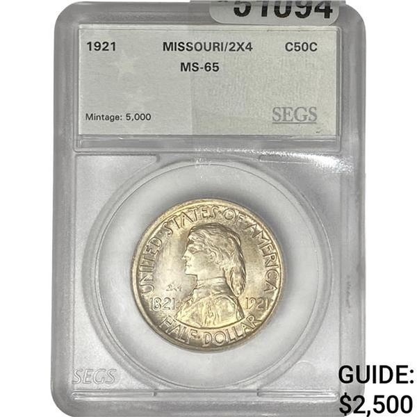 1921 Missouri Half Dollar SEGS MS65