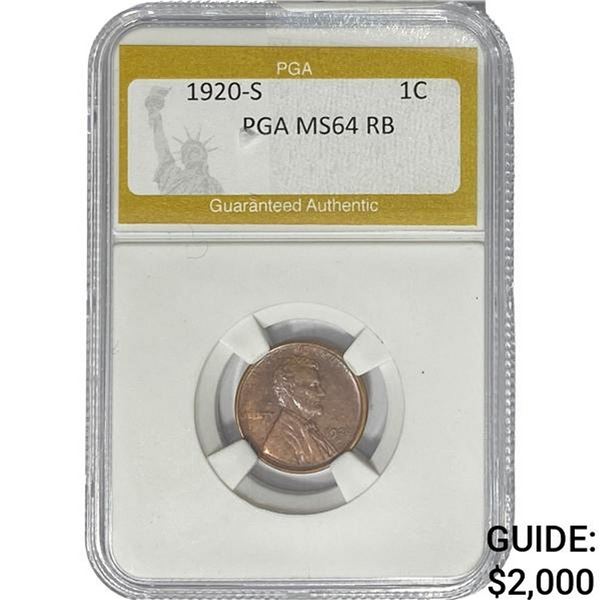 1920-S Wheat Cent PGA MS64 RB