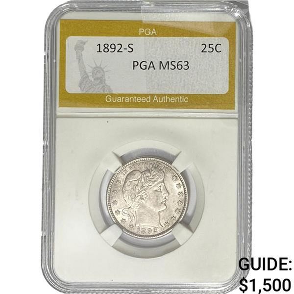 1892-S Barber Quarter PGA MS63