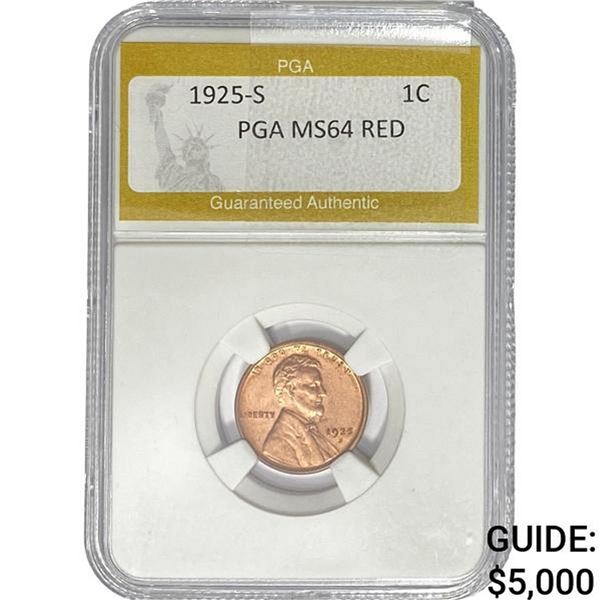1925-S Wheat Cent PGA MS64 RED