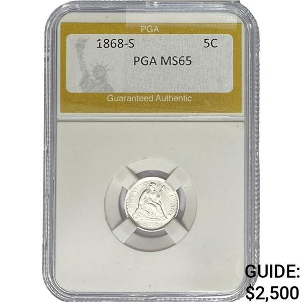 1868-S Seated Liberty Half Dime PGA MS65
