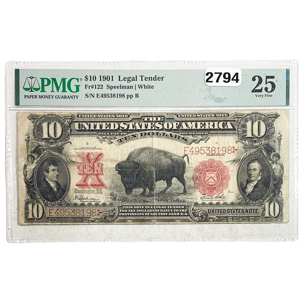 1901 $10 Lg. Size Legal Tender PMG 25 VF