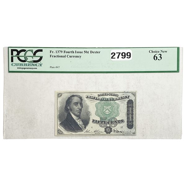 1801 50C Fourth Issue Fractional Currency PCGS 63 Choice New