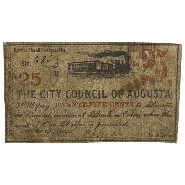 1862 25C City Of Augusta Fractional Currency 4